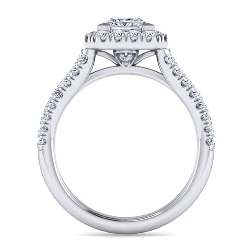 14K White Gold Princess Halo Diamond Engagement Ring