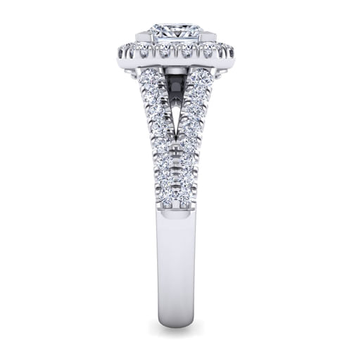 14K White Gold Princess Halo Diamond Engagement Ring