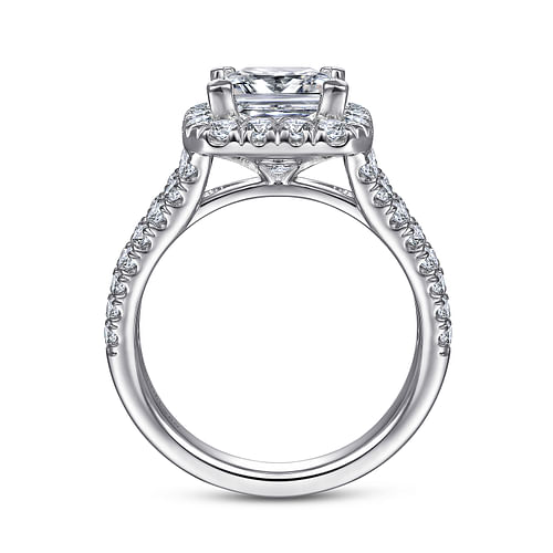 14K White Gold Princess Halo Diamond Engagement Ring