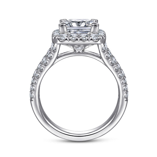 14K White Gold Princess Halo Diamond Engagement Ring angle 2
