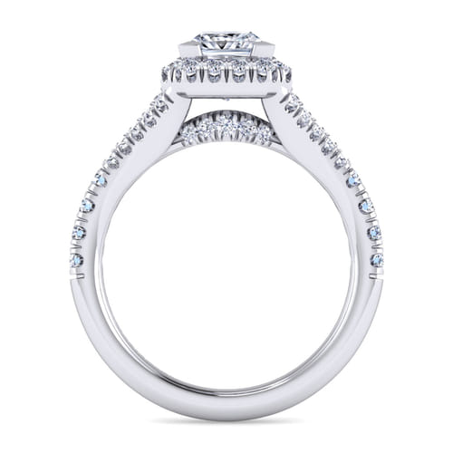 14K White Gold Princess Halo Diamond Engagement Ring