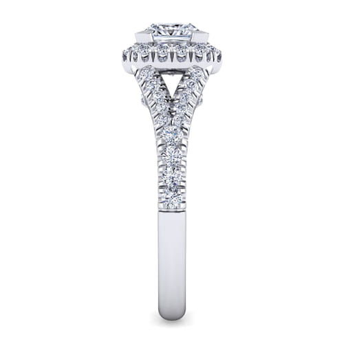 14K White Gold Princess Halo Diamond Engagement Ring