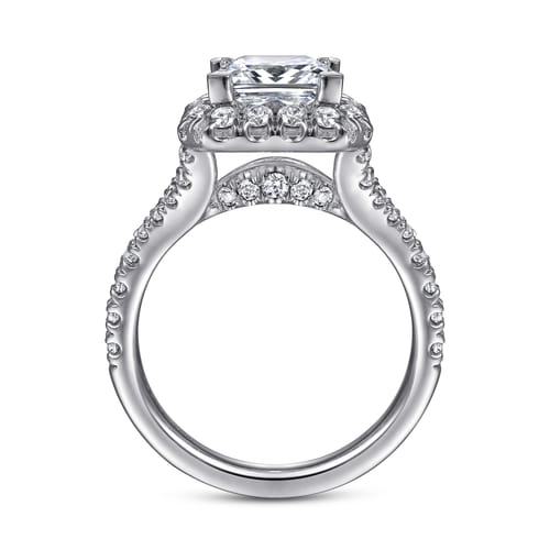 14K White Gold Princess Halo Diamond Engagement Ring
