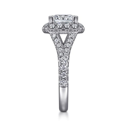 14K White Gold Princess Halo Diamond Engagement Ring