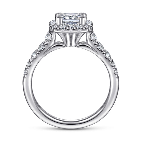 14K White Gold Princess Halo Diamond Engagement Ring