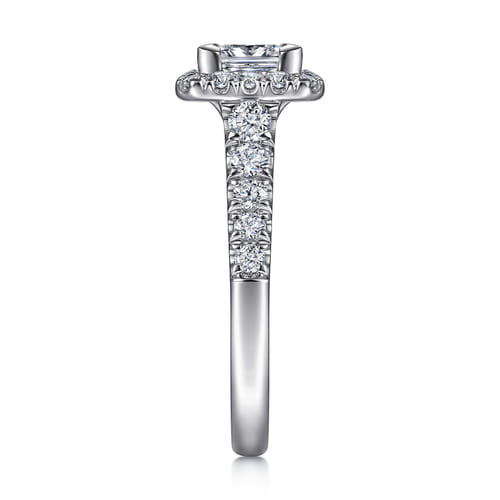 14K White Gold Princess Halo Diamond Engagement Ring
