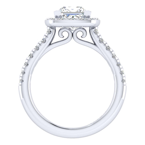 14K White Gold Princess Halo Diamond Engagement Ring