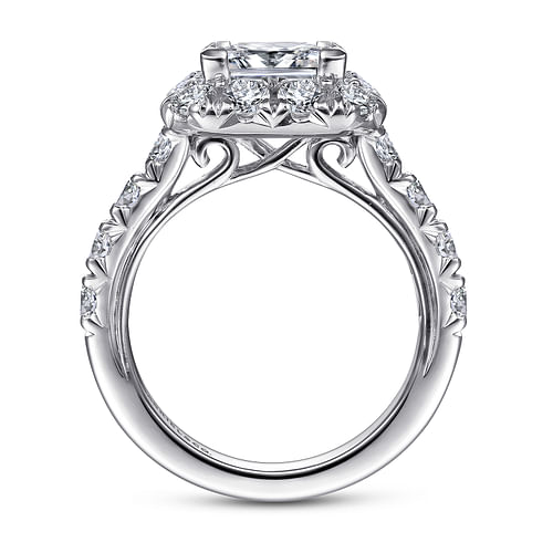 14K White Gold Princess Halo Diamond Engagement Ring
