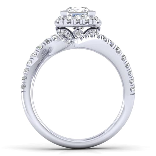 14K White Gold Princess Halo Diamond Engagement Ring