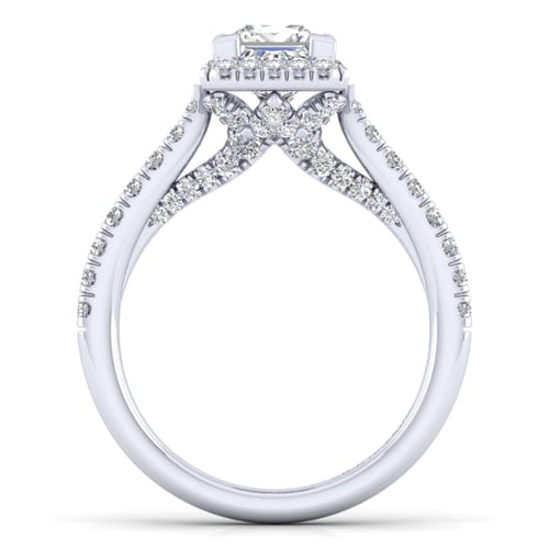 14K White Gold Princess Halo Diamond Engagement Ring