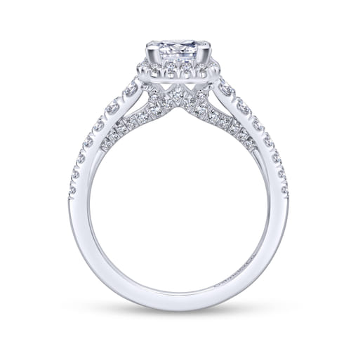 14K White Gold Princess Halo Diamond Engagement Ring