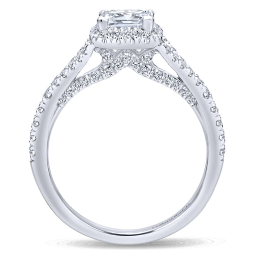 14K White Gold Princess Halo Diamond Engagement Ring