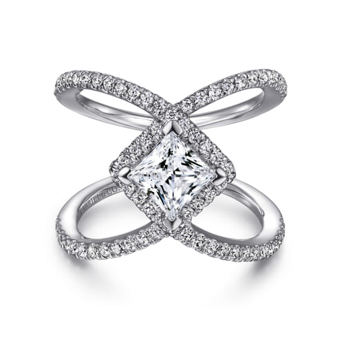 14K White Gold Princess Halo Diamond Engagement Ring 14K White Gold Princess Halo Diamond Engagement Ring