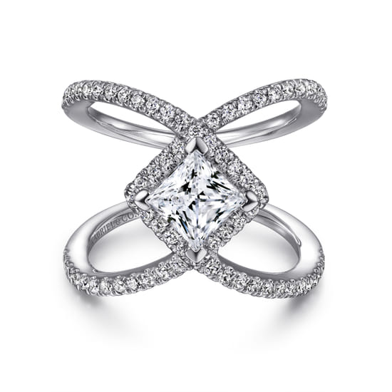 Gabriel - 14K White Gold Princess Halo Diamond Engagement Ring Gabriel - 14K White Gold Princess Halo Diamond Engagement Ring