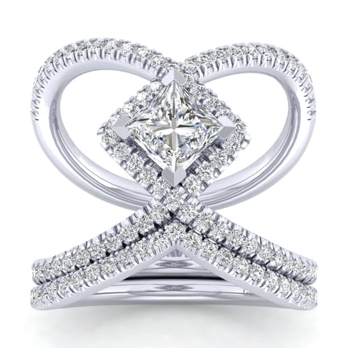 14K White Gold Princess Halo Diamond Engagement Ring 14K White Gold Princess Halo Diamond Engagement Ring