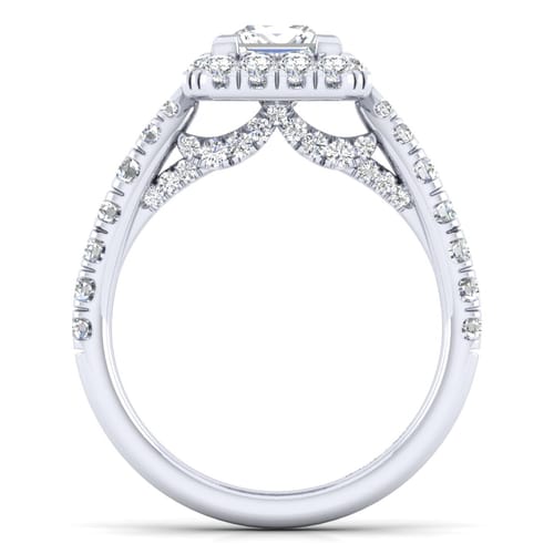 14K White Gold Princess Halo Diamond Engagement Ring