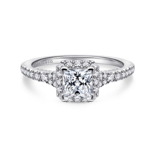 14K White Gold Princess Halo Diamond Engagement Ring 14K White Gold Princess Halo Diamond Engagement Ring