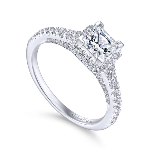14K White Gold Princess Halo Diamond Engagement Ring 14K White Gold Princess Halo Diamond Engagement Ring