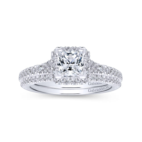 14K White Gold Princess Halo Diamond Engagement Ring 14K White Gold Princess Halo Diamond Engagement Ring