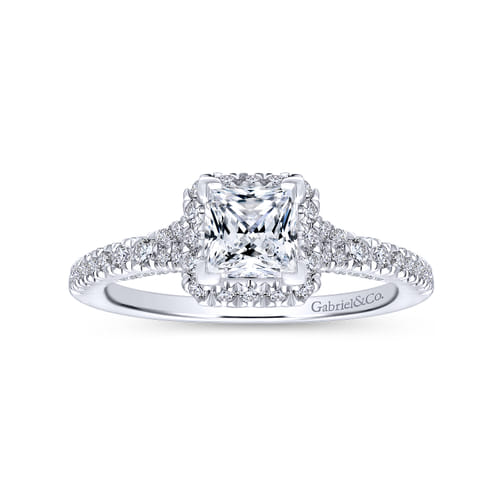 14K White Gold Princess Halo Diamond Engagement Ring 14K White Gold Princess Halo Diamond Engagement Ring
