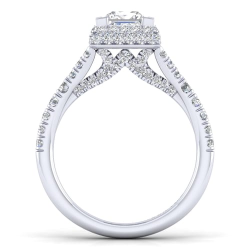 14K White Gold Princess Halo Diamond Engagement Ring
