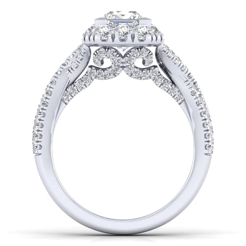 14K White Gold Princess Halo Diamond Engagement Ring