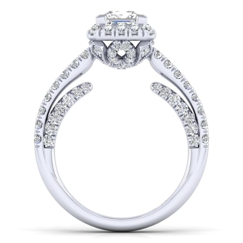 14K White Gold Princess Halo Diamond Engagement Ring