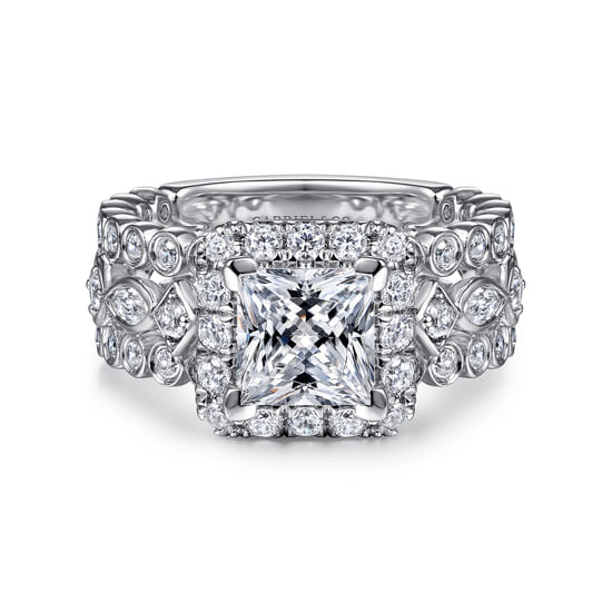 Gabriel - 14K White Gold Princess Halo Diamond Engagement Ring Gabriel - 14K White Gold Princess Halo Diamond Engagement Ring