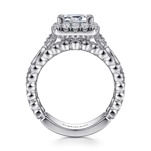 14K White Gold Princess Halo Diamond Engagement Ring