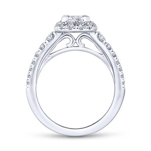 14K White Gold Princess Halo Diamond Engagement Ring