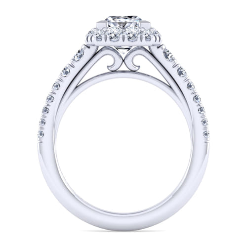 14K White Gold Princess Halo Diamond Engagement Ring