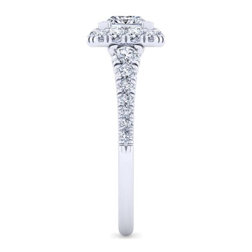 14K White Gold Princess Halo Diamond Engagement Ring