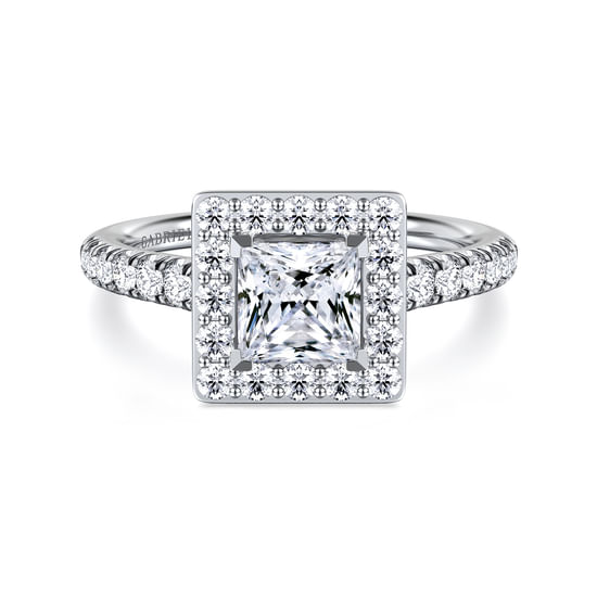Gabriel - 14K White Gold Princess Halo Diamond Engagement Ring