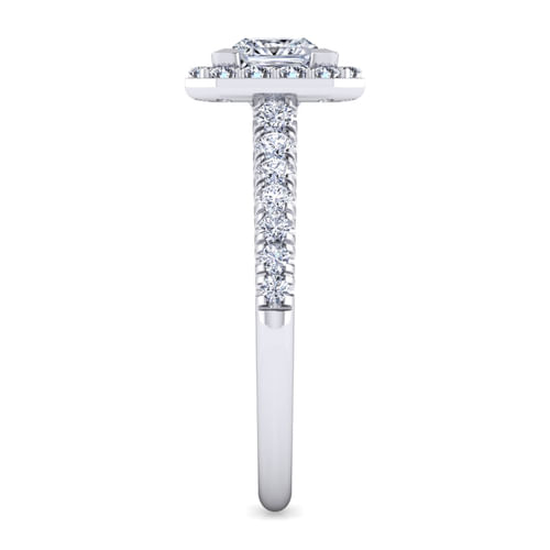 14K White Gold Princess Halo Diamond Engagement Ring