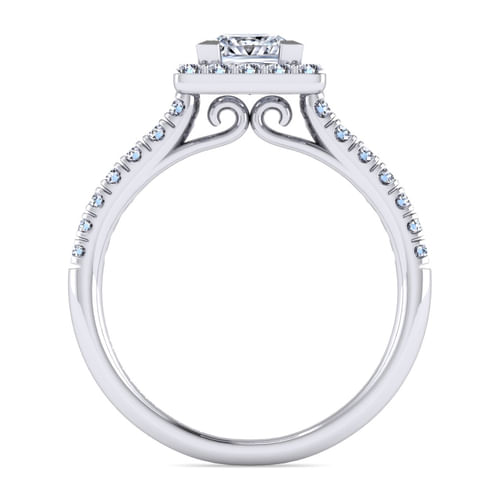 14K White Gold Princess Halo Diamond Engagement Ring
