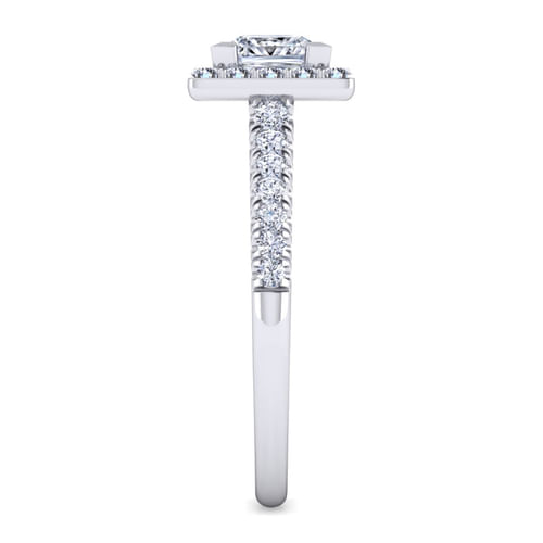 14K White Gold Princess Halo Diamond Engagement Ring