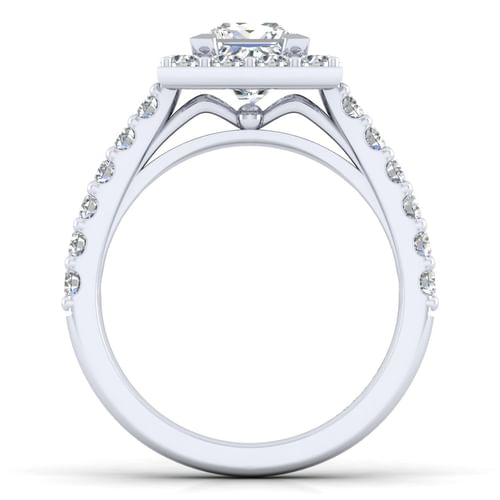 14K White Gold Princess Halo Diamond Engagement Ring