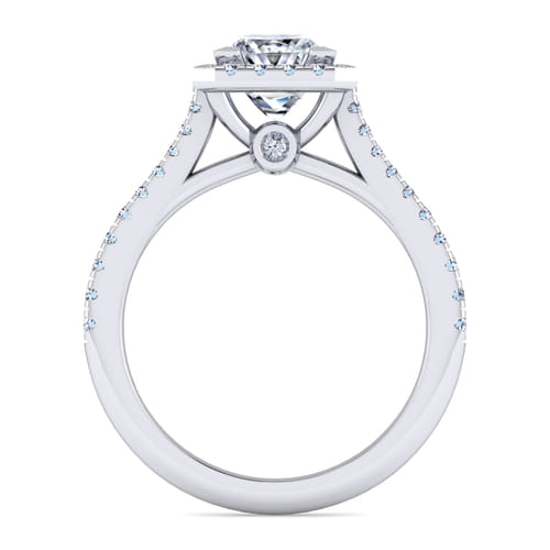 14K White Gold Princess Halo Diamond Engagement Ring