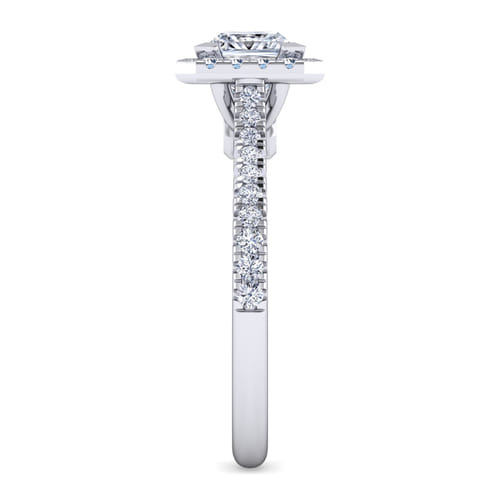 14K White Gold Princess Halo Diamond Engagement Ring