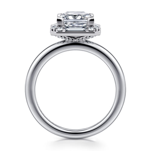 14K White Gold Princess Halo Diamond Engagement Ring