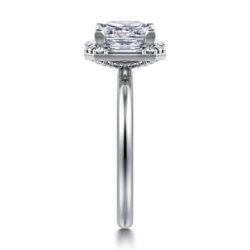14K White Gold Princess Halo Diamond Engagement Ring