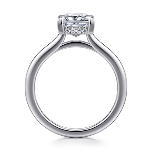 14K White Gold Princess Halo Diamond Engagement Ring
