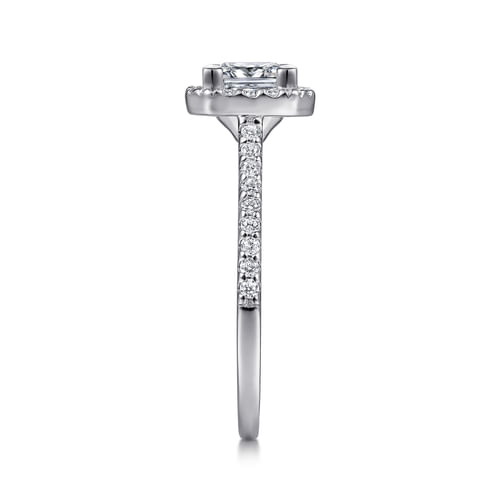 14K White Gold Princess Halo Diamond Engagement Ring
