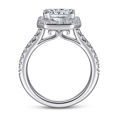 14K White Gold Princess Halo Diamond Engagement Ring