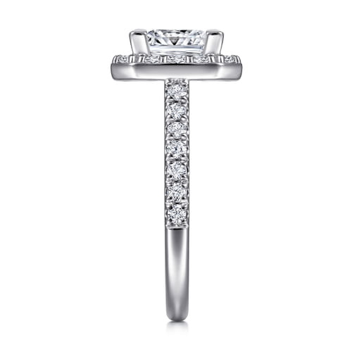 14K White Gold Princess Halo Diamond Engagement Ring