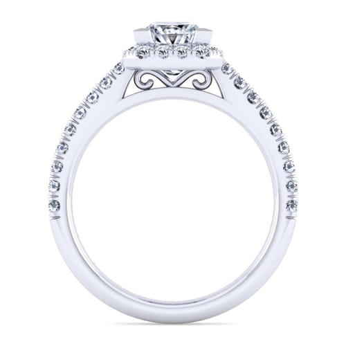14K White Gold Princess Halo Diamond Engagement Ring