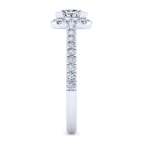 14K White Gold Princess Halo Diamond Engagement Ring