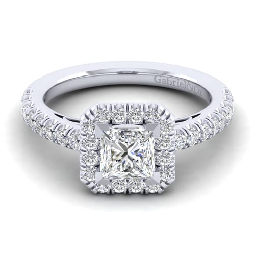 14K White Gold Princess Halo Diamond Engagement Ring 14K White Gold Princess Halo Diamond Engagement Ring