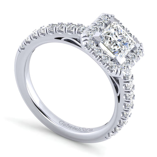 14K White Gold Princess Halo Diamond Engagement Ring 14K White Gold Princess Halo Diamond Engagement Ring
