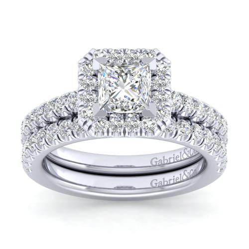 14K White Gold Princess Halo Diamond Engagement Ring 14K White Gold Princess Halo Diamond Engagement Ring